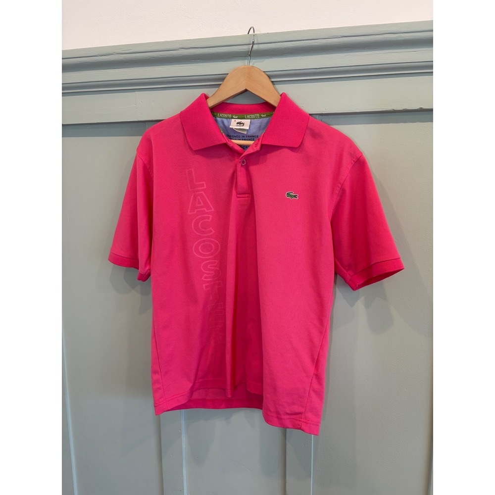 Vintage Lacoste Mens 4 M Hot Pink Logo Polo Made in France Y2K Medium